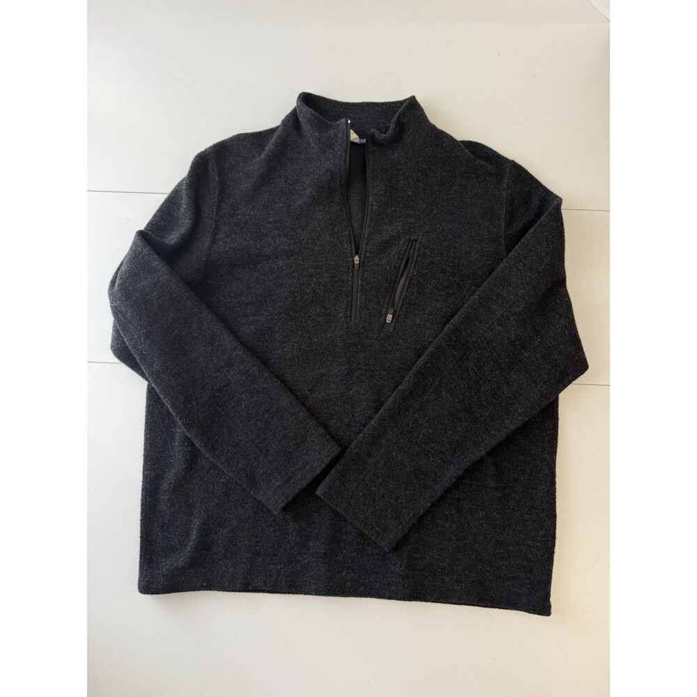 Ibex Shak Lite Mens L Black Merino Wool Blend Quarter Zip Made In USA Outdoors